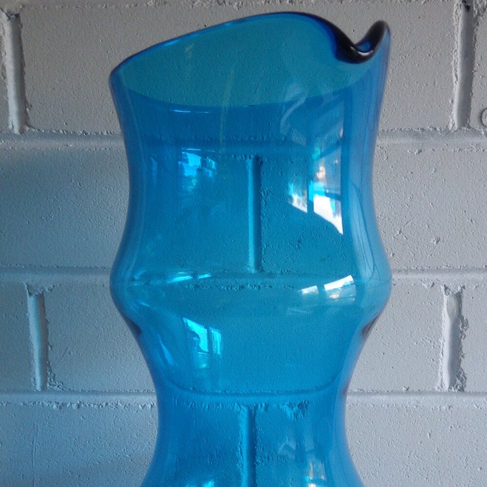 1960's Scandinavian Blue Glass Decanter Vessel
